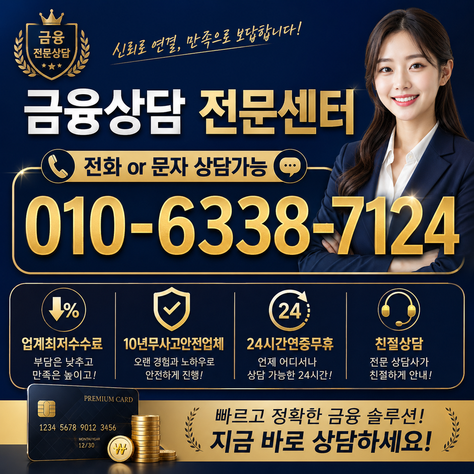 신용카드한도대출 금리와 총상환액 비교 대표 이미지